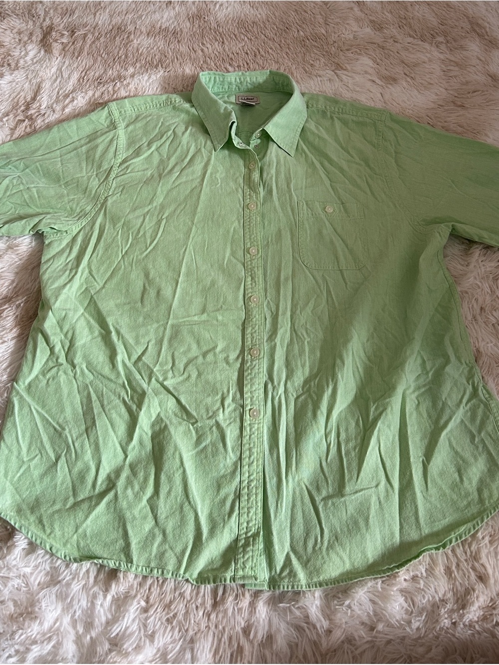 L.L. Bean Men's Mint Green Short-Sleeve Button-Down Shirt